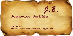 Joanovics Borbála névjegykártya